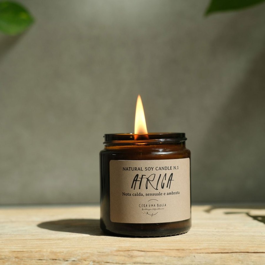 New ERBORISTERIA Africa N1 Elegance Candle 180 Gr Cera Una Bolla