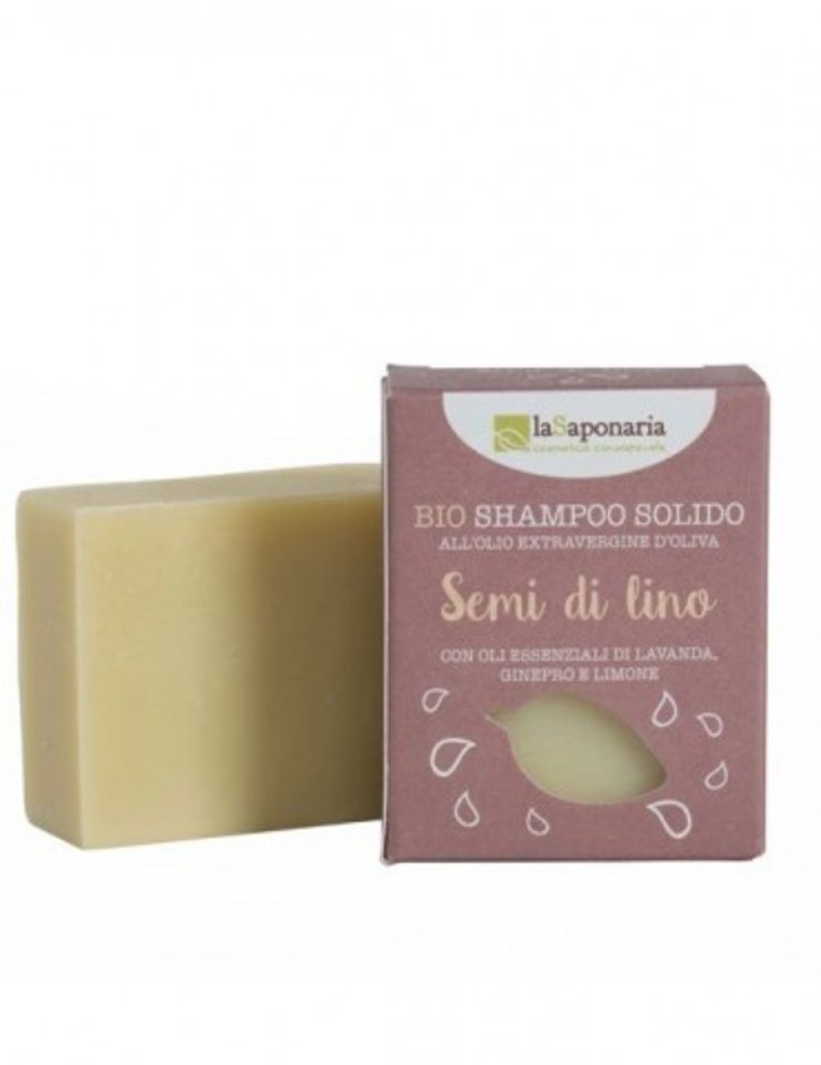 New ERBORISTERIA Shampoo Solido Ai Semi Di Lino La Saponaria